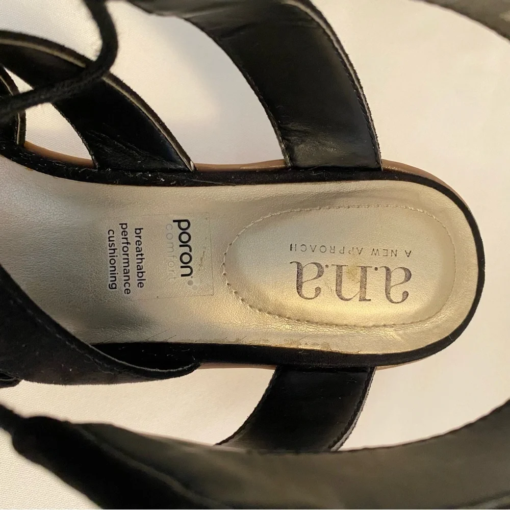 A.N.A. A New Approach Lena Faux Suede Strappy Lace-Up Sandal Shoe Size 8